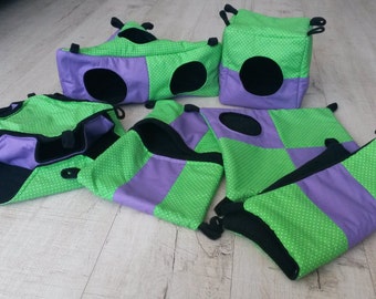 Big rat set, 6 piece hammocks, peekaboo, pocket, regular hammock, cube, corner house for rats, sugar gliders, ferrets or other small pets