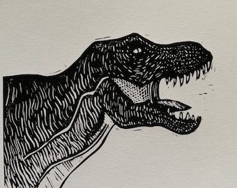Lino Print - Dinosaur, T-Rex