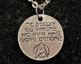 To Boldly Go Where No Man Has Gone Before, Round, Silver, Pendant, Necklace