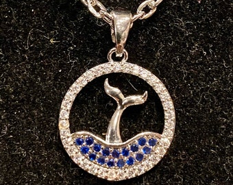 Zilver, strass, walvisstaart, cirkel, hanger, ketting
