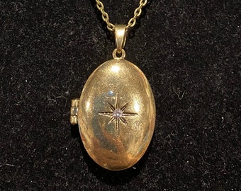 Antique Bronze, Oval, Rhinestone, Locket, Necklace