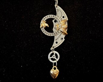 Silver, Gold, Steampunk, Gears, Bees, Pendant, Necklace
