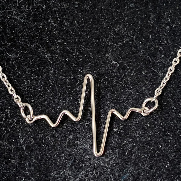 Silver, Heartbeat, Rhythm, Pendant, Necklace