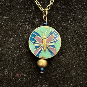 Bronce antiguo, Mariposa, Colgante, Collar