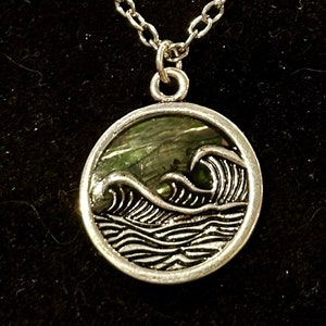 Northern Lights, Ocean, Abalone Shell, Pendant, Necklace