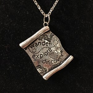 Carte au Trésor, Argent, Se promener, Explorer, Découvrir, Pendentif, Collier