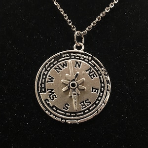 Compass, Silver, Pendant, Necklace