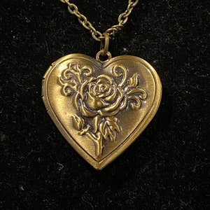 Antique Bronze, Rose, Heart, Locket, Necklace