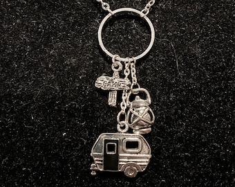Silver, Camper, Camping, Pendant, Charm, Necklace