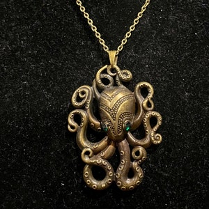 Steampunk, Octopus, Antique Bronze, Pendant, Necklace