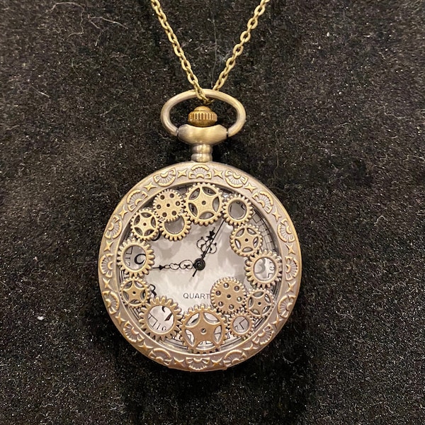 Steampunk, Gears, Antique Bronze, Pocket, Watch