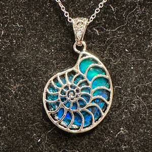 Blue, Sliver, Seashell, Pendant, Necklace