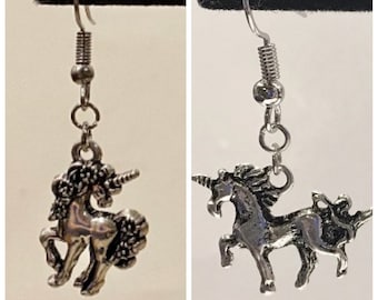 Silver, Unicorn, Dangle, Earrings