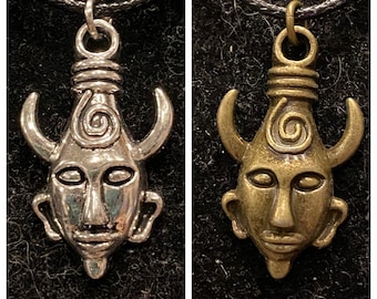 Samulet, Euner, Silver, Antique Bronze, Black Cord, Amulet, Necklace