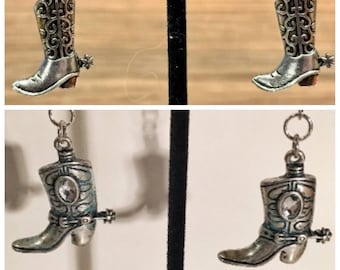Argent, turquoise, strass, bottes, pendentif, boucles d'oreilles