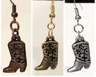 Cuivre, Or, Argent, Cowboy, Botte, Boucles d’oreilles pendantes