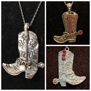 Silver, Patina, Boot, Antique Bronze, Pendant, Necklace