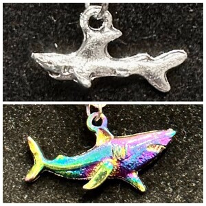 Iridescent, Rainbow, Silver, Shark, Pendant, Necklace