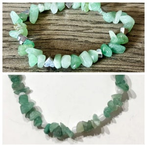 Green Aventurine, Silver, Hearts, Gemstone, Adjustable, Bracelet