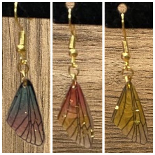 Yellow, Clear, Red, Orange, Purple, Blue, Green, Peach, Butterfly Wing, Gold, Dangle, Earrings