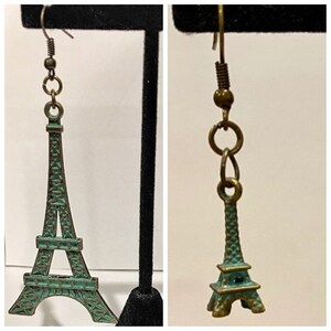 Eiffel Tower, Turquoise, Patina, Dangle, Earrings