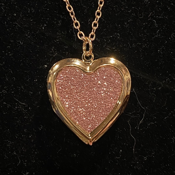 Rose Gold, Pink, Sparkle, Heart, Locket