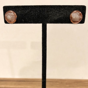 Rose Gold, White Jade, Post, Earrings