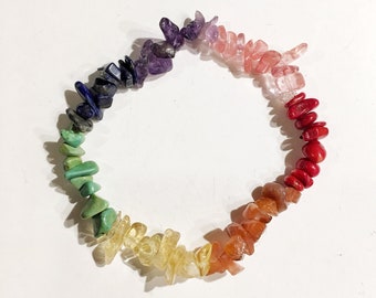 Chakra, Adjustable, Rainbow, Gemstone, Bracelet
