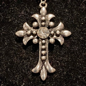 Large, Silver, Rhinestone, Fancy, Cross, Pendant, Necklace - Etsy