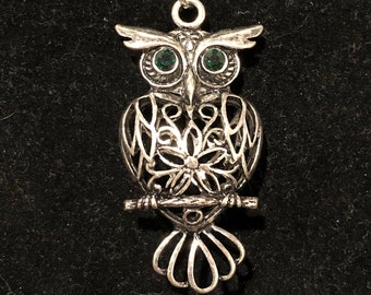 Silver, Owl, Gemstone, Pendant, Necklace