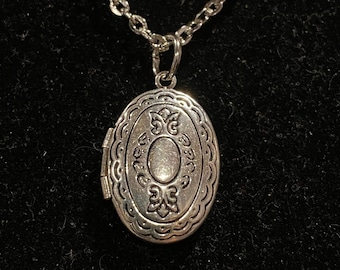 Small, Silver, Oval,  Locket, Necklace