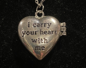 I Carry You With Me In My Heart, Silver, Heart, Magnetic, Locket, Necklace