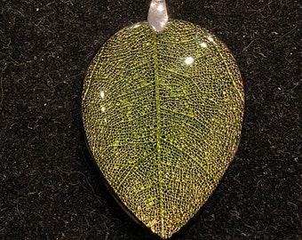 Green Leaf, Glass, Pendant, Necklace