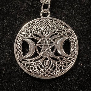 Wiccan, Árbol de la Vida, Nudo Celta, Fases Lunares, Colgante, Collar