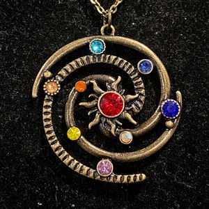 Antique Bronze, Solar System, Pendant, Necklace