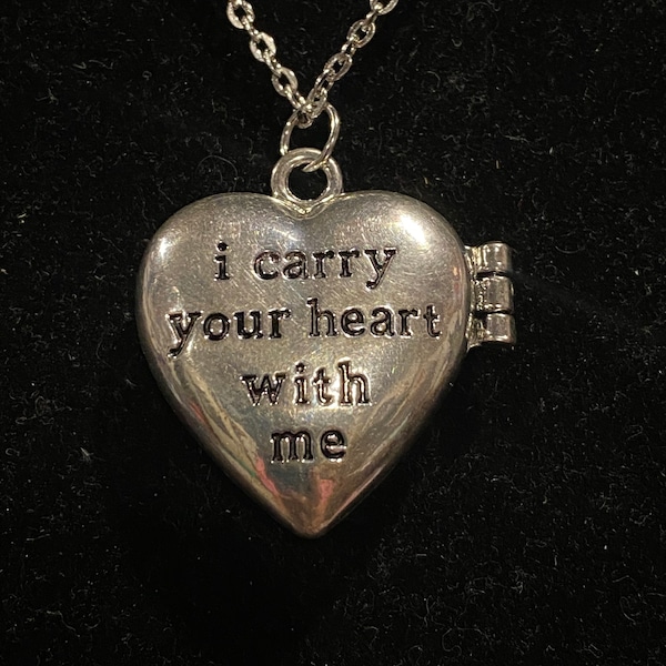 I Carry You With Me In My Heart, Silver, Heart, Magnetic, Locket, Necklace