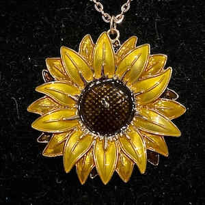 Silver, Big, Sunflower, Pendant, Necklace