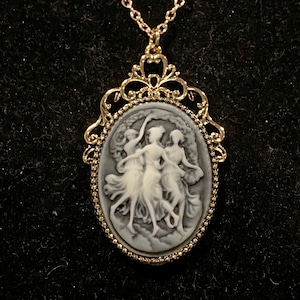 Rose Gold, Cameo, Women, Dancing, Pendant, Necklace