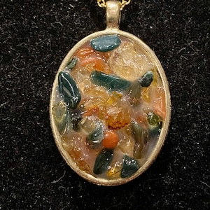 Carnelian, Red Agate, Citrine, Bloodstone, Gold, Oval, Necklace