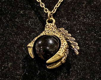 Antique Bronze, Dragon Claw, Crystal Ball, Pendant, Necklace