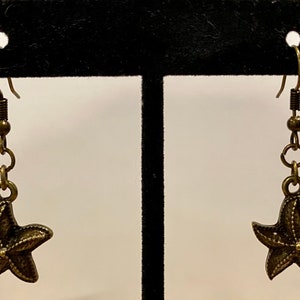 Starfish, Antique Bronze, Dangle, Earrings
