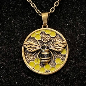 Bee, Work Hard and Stay Bumble, Antique Bronze, Pendant, Necklace