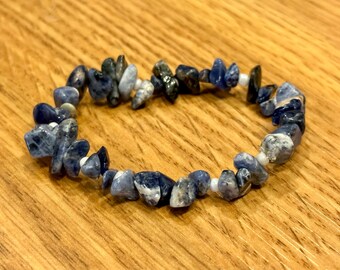 Sodalite, Chip, Adjustable, Bracelet