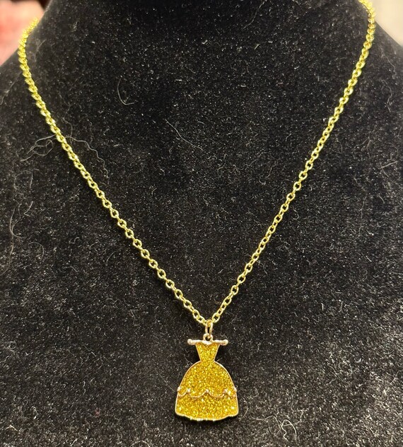 Yellow, Gold, Sparkle, Dress, Belle, Pendant, Necklace Yellow, Gold, Sparkle, Dress, Belle, Pendant, Necklace