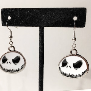 Jack Skellington, Silver, Dangle, Earrings