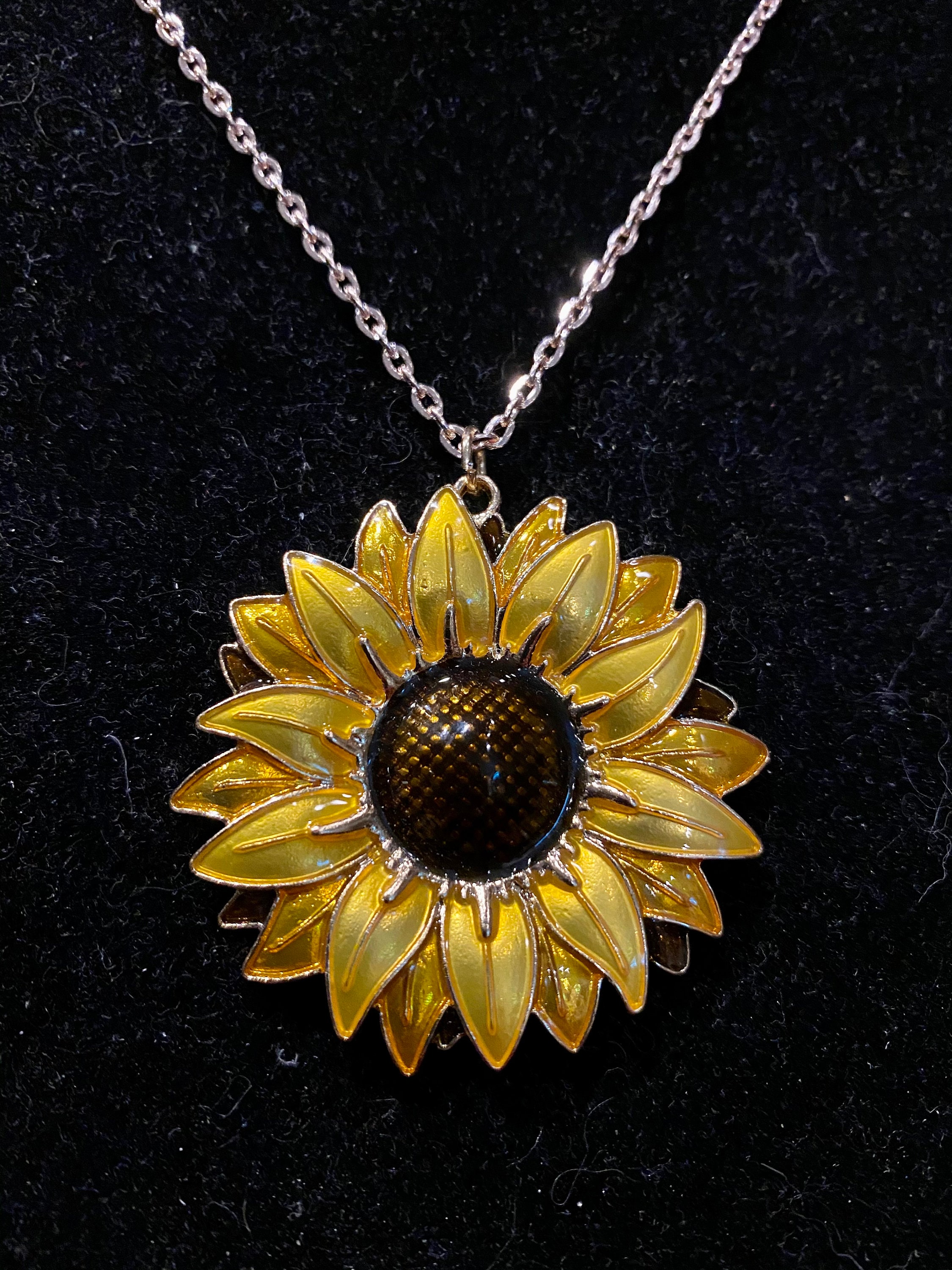Silver, Big, Sunflower, Pendant, Necklace - Etsy