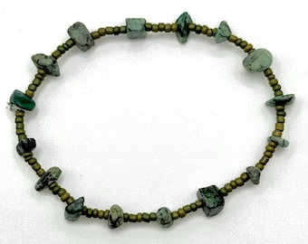Braccialetto regolabile con perline in turchese africano, verde