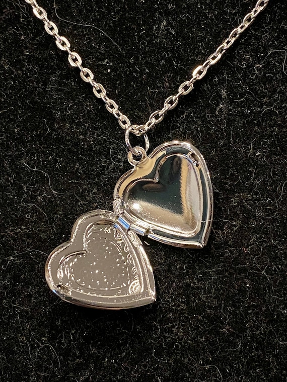 Bright Silver, Heart, Locket, 18 Inch, Necklace - Etsy