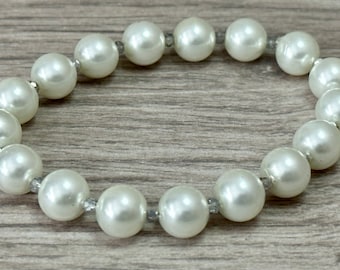 Bianco, Perla, Regolabile, Bracciale