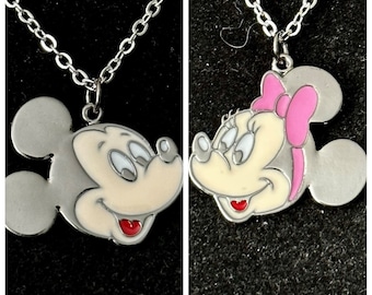 Mickey, Minnie, colgante, collar